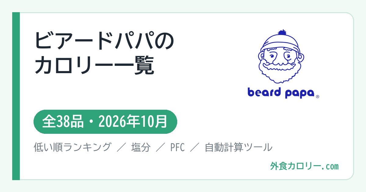 ビアードパパのカロリー一覧（全38品・2026年10月）