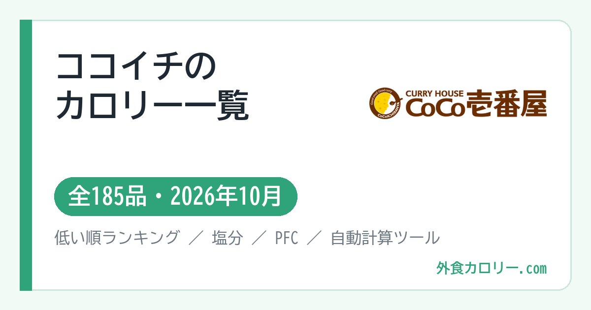 ココイチのカロリー一覧（全185品・2026年10月）