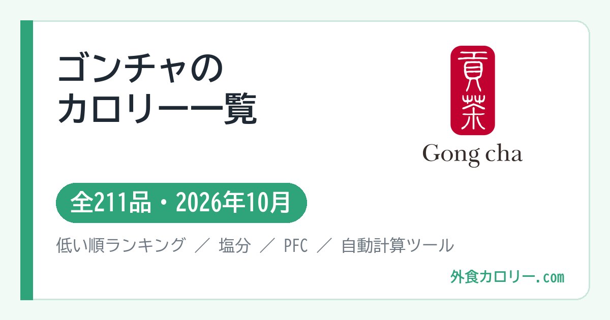 ゴンチャのカロリー一覧(全211品・2026年10月)