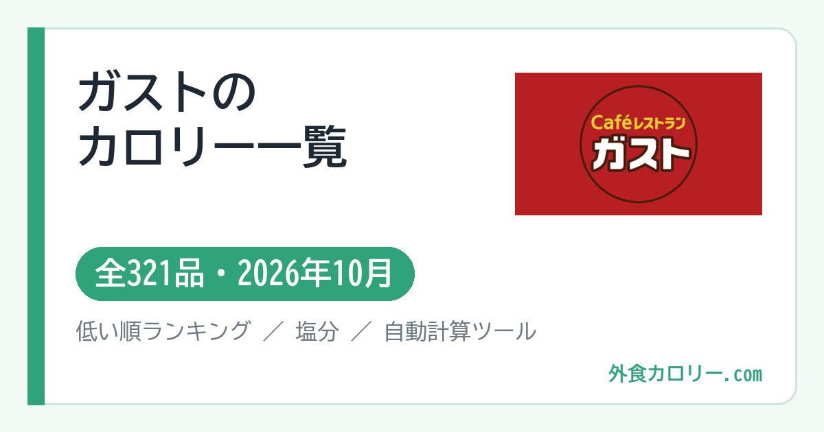 ガストのカロリー一覧（全321品・2026年10月）