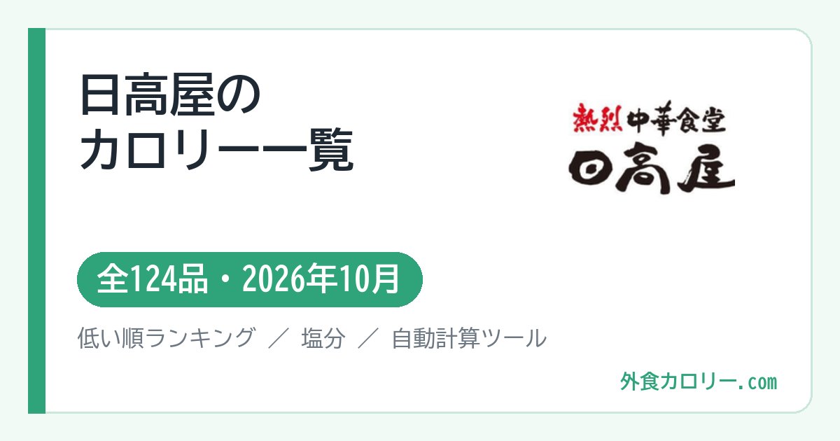 日高屋のカロリー一覧（全124品・2026年10月）