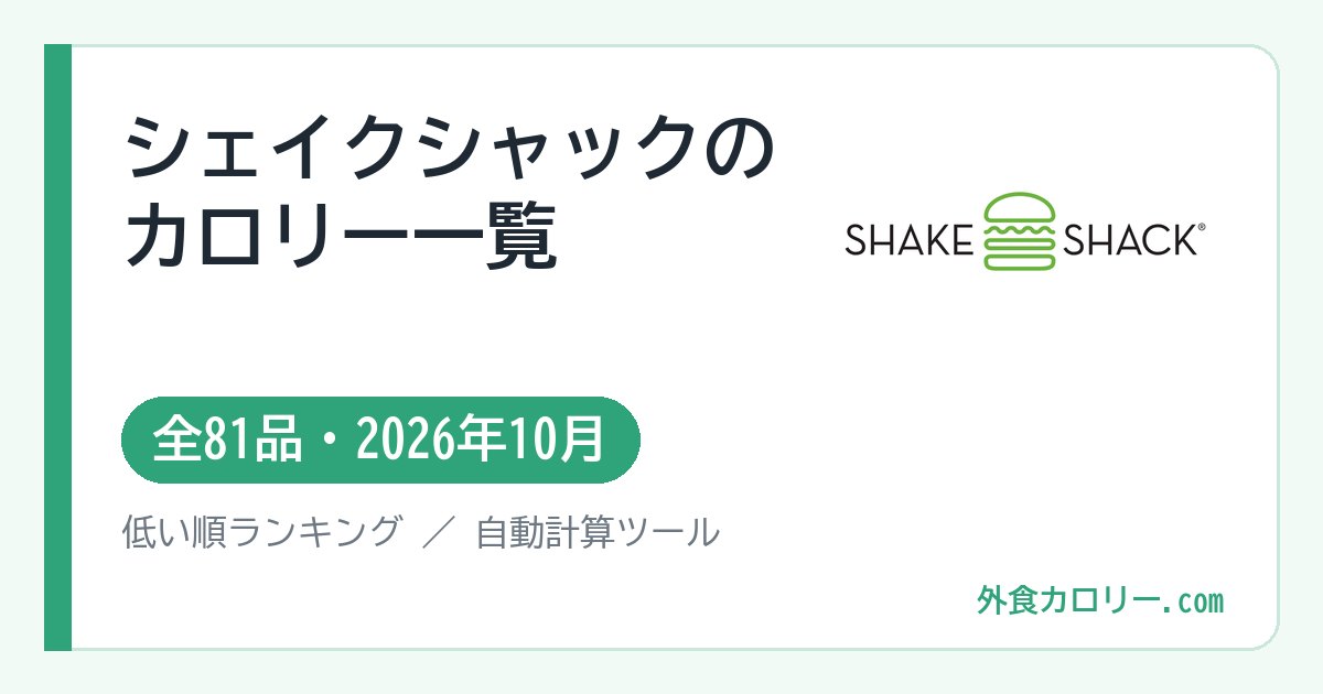 シェイクシャックのカロリー一覧（全81品・2026年10月）