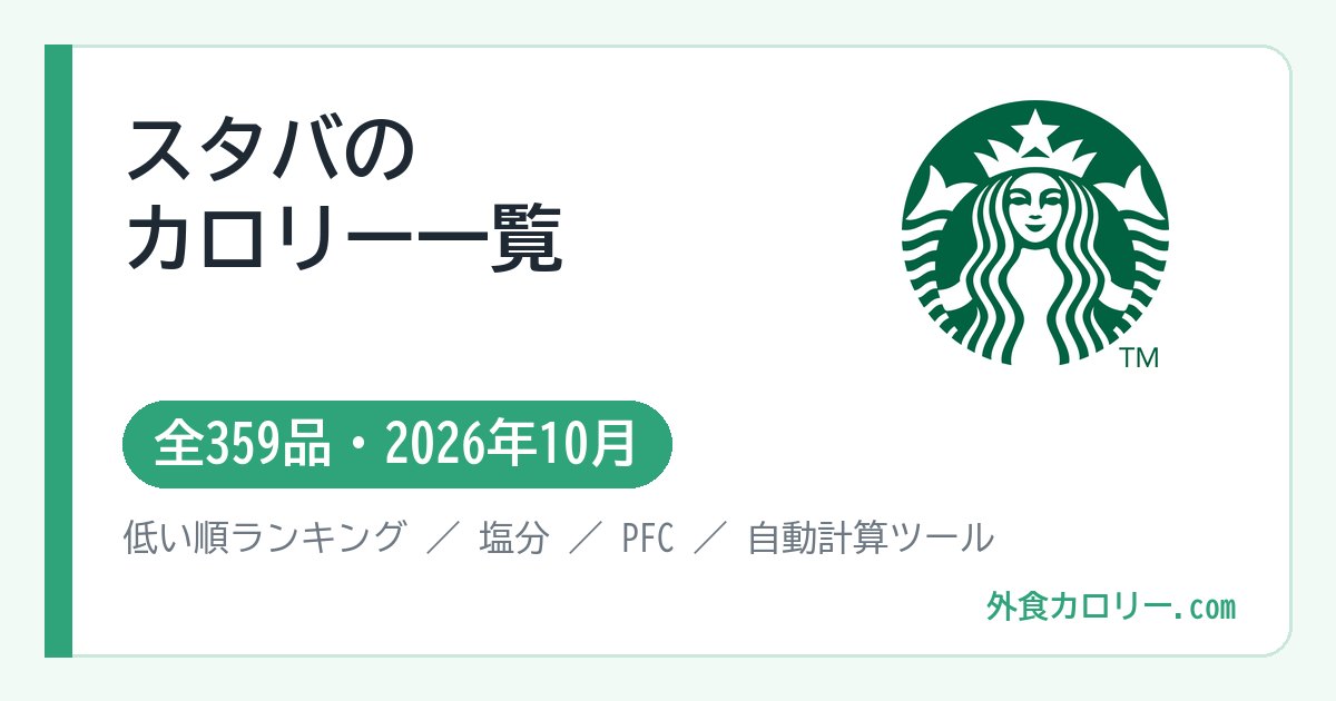 スタバのカロリー一覧(全359品・2026年10月)